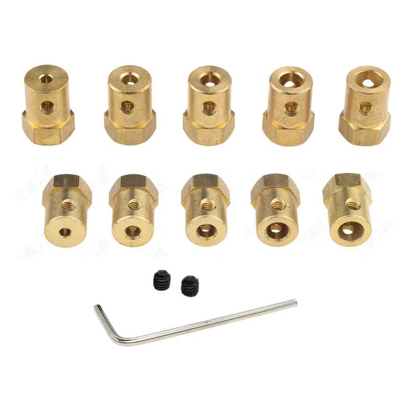 5pcs Hexagon Coupling 2mm 3mm 3.17mm 4mm 5mm 6mm 7mm 8mm Brass Copper Rigid Wheel Hub Motor Connector Sleeve Smart Car