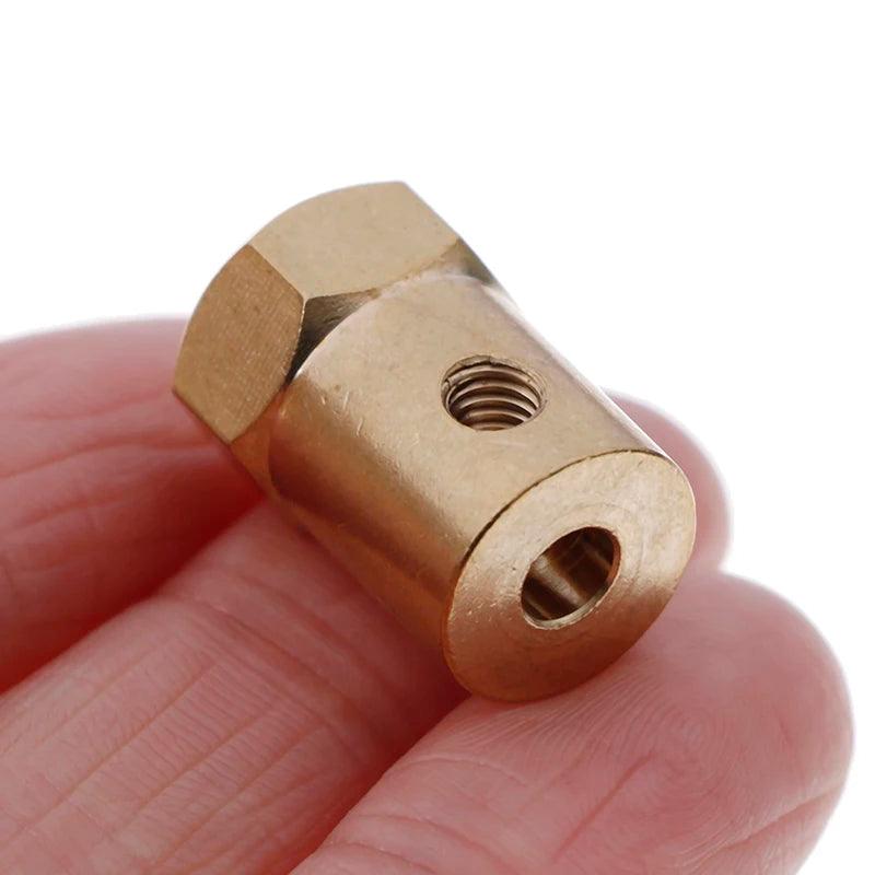 5pcs Hexagon Coupling 2mm 3mm 3.17mm 4mm 5mm 6mm 7mm 8mm Brass Copper Rigid Wheel Hub Motor Connector Sleeve Smart Car
