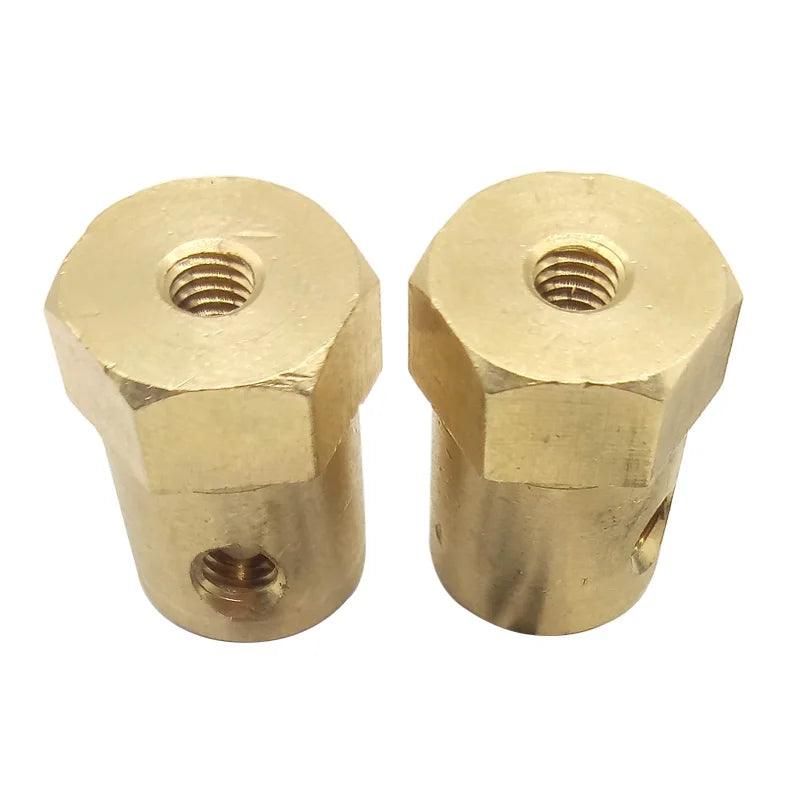 5pcs Hexagon Coupling 2mm 3mm 3.17mm 4mm 5mm 6mm 7mm 8mm Brass Copper Rigid Wheel Hub Motor Connector Sleeve Smart Car
