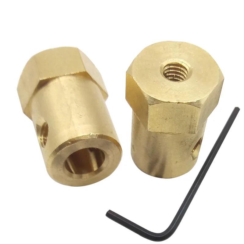 5pcs Hexagon Coupling 2mm 3mm 3.17mm 4mm 5mm 6mm 7mm 8mm Brass Copper Rigid Wheel Hub Motor Connector Sleeve Smart Car - electrical center b2c