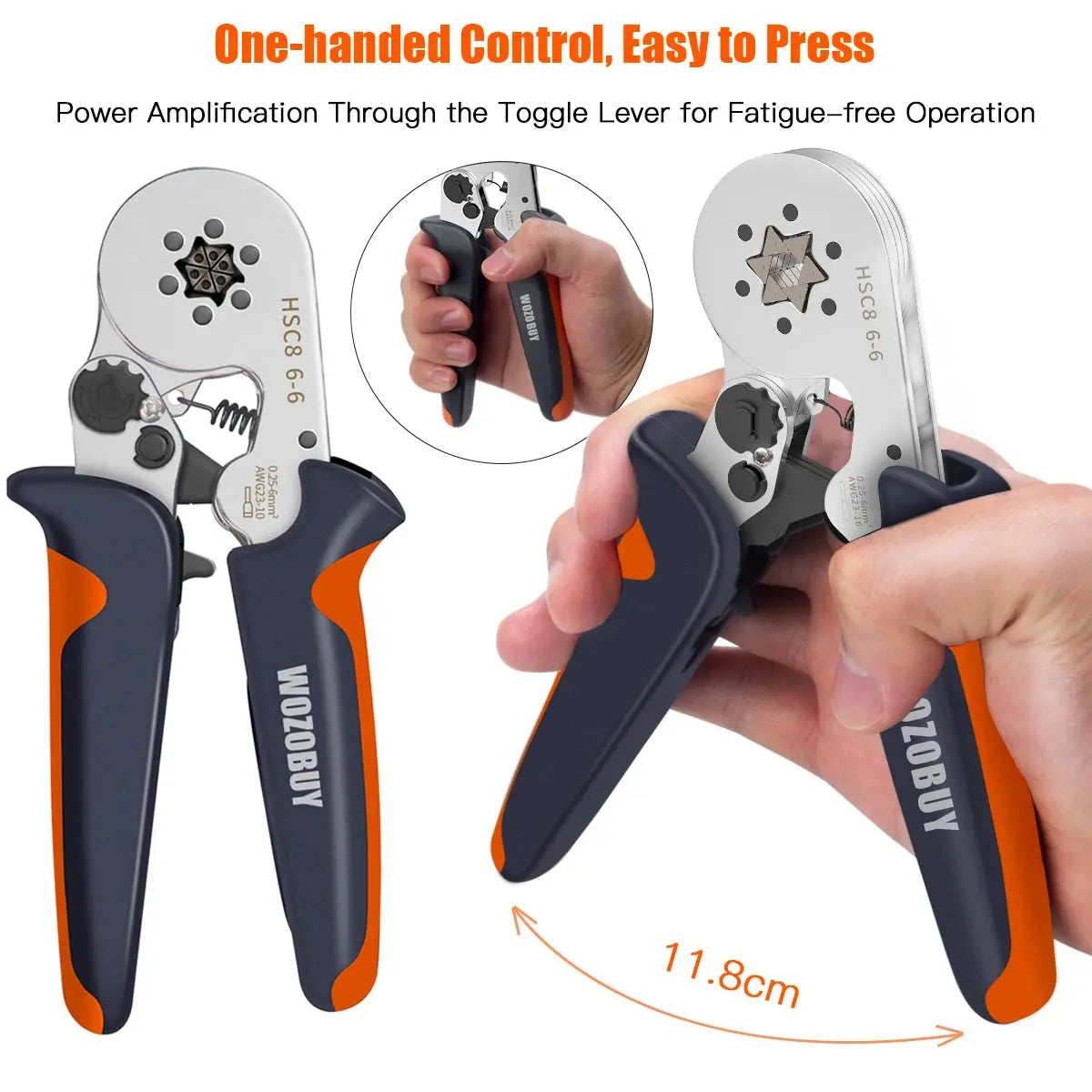 Hexagonal Ferrule Crimp Tool Wire Ferrule Crimping Tool HSC8 6-6/6-4 Self-adjustable Ratcheting Crimper for AWG23-10 0.25-6.0mm² electrical center b2c