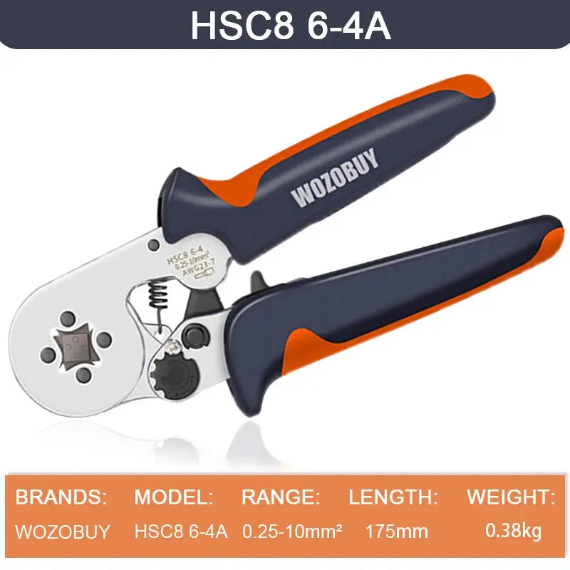 Hexagonal Ferrule Crimp Tool Wire Ferrule Crimping Tool HSC8 6-6/6-4 Self-adjustable Ratcheting Crimper for AWG23-10 0.25-6.0mm² - electrical center b2c