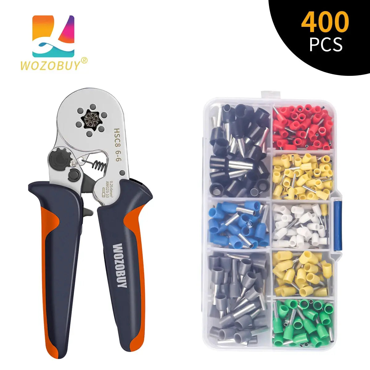Hexagonal Ferrule Crimp Tool Wire Ferrule Crimping Tool HSC8 6-6/6-4 Self-adjustable Ratcheting Crimper for AWG23-10 0.25-6.0mm² - electrical center b2c