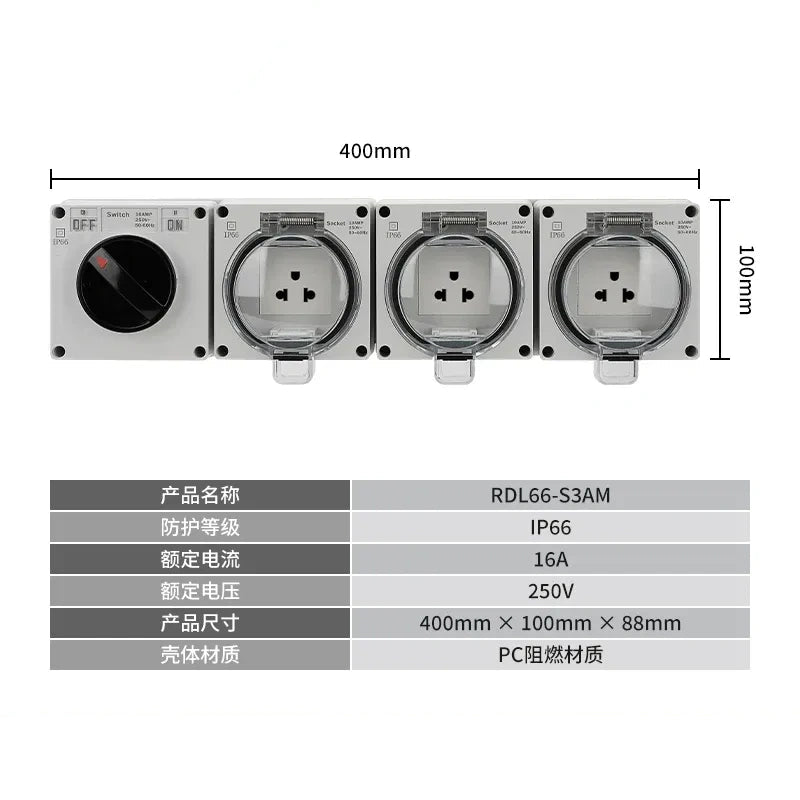 Waterproof Socket Size electrical center b2c | US Standard Waterproof Outdoor Socket 16A 250V IP66