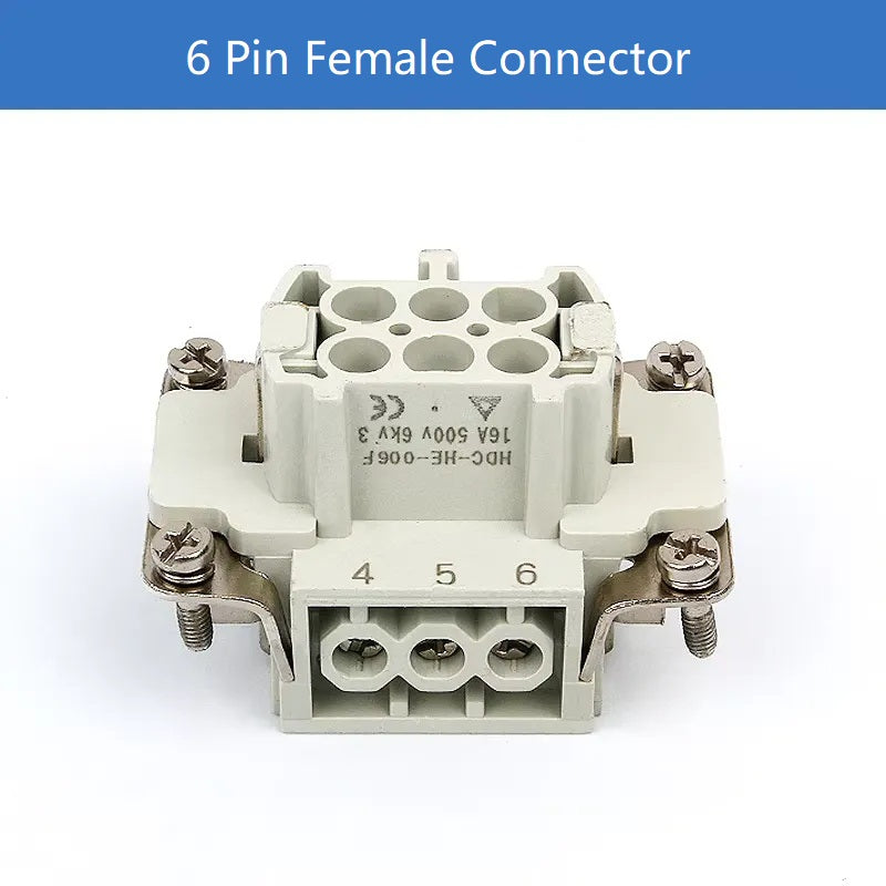 6-Pin Heavy Duty Rectangular Connector Aviation Plug & Socket HDC-HE-006-1/2/3/4-F/M 16A