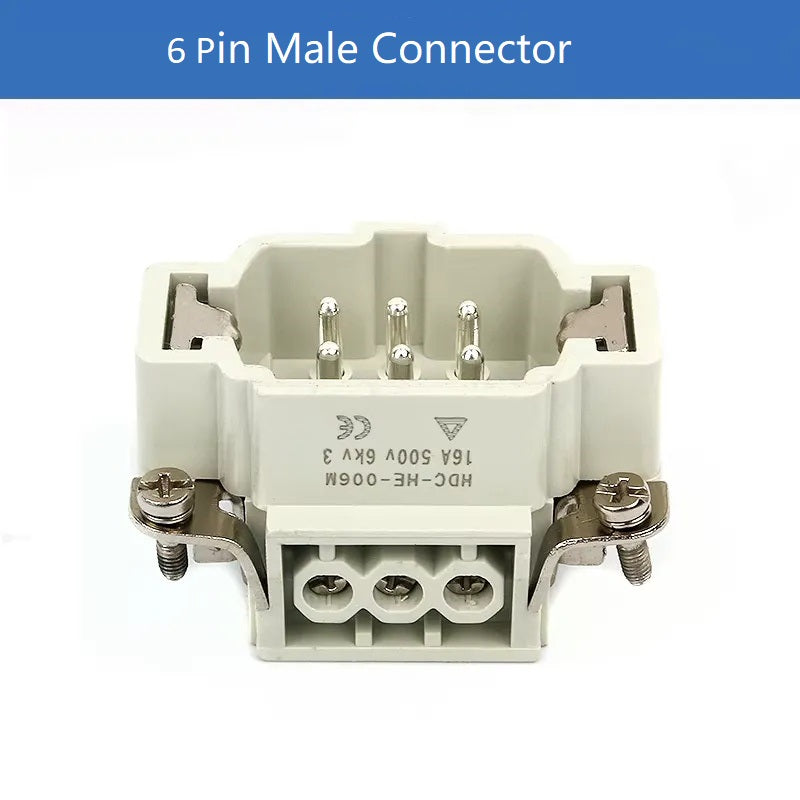6-Pin Heavy Duty Rectangular Connector Aviation Plug & Socket HDC-HE-006-1/2/3/4-F/M 16A