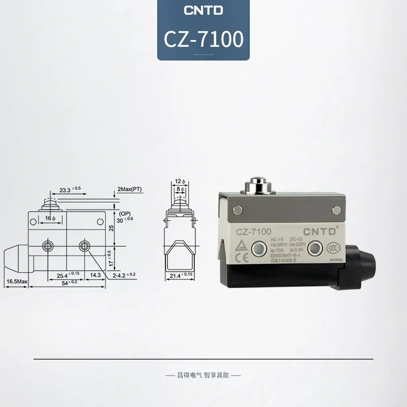 CNTD CZ-7100 Micro Switch ,Horizontal SPDT Limit Switch, 10A250VAC Momentary Limit Switch,  
