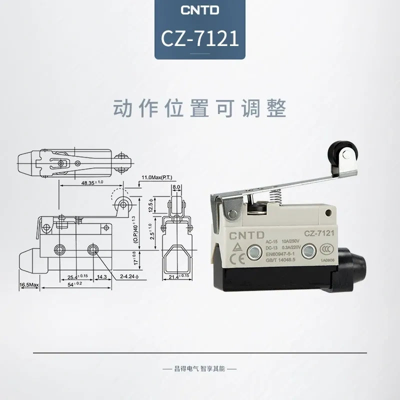 CNTD CZ-7121 Micro Switch ,Horizontal SPDT Limit Switch, 10A250VAC Momentary Limit Switch,  