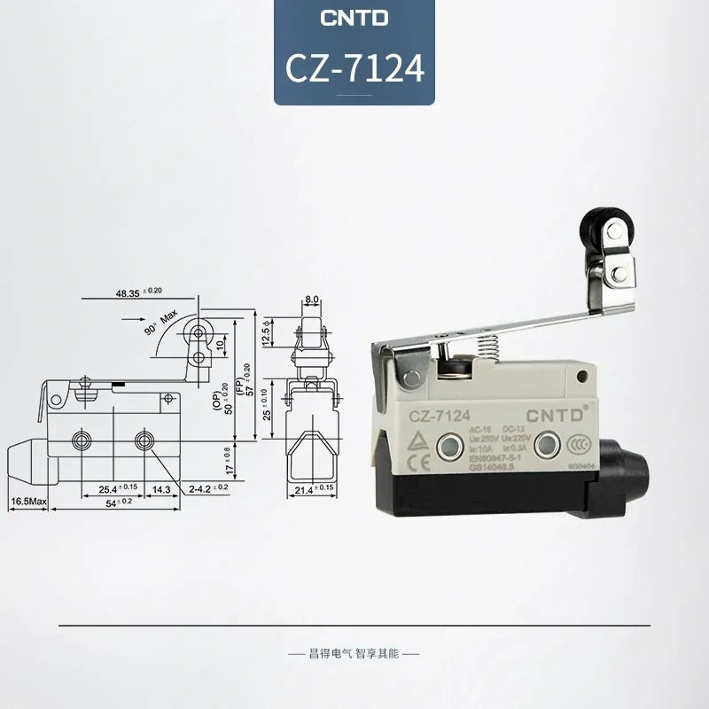 CNTD CZ-7124 Micro Switch ,Horizontal SPDT Limit Switch, 10A250VAC Momentary Limit Switch,  