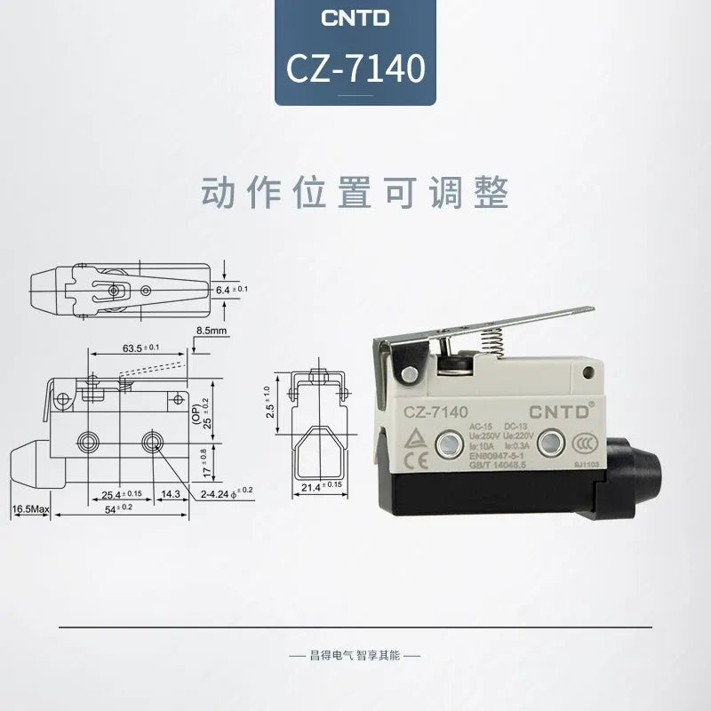 CNTD CZ-7140 Micro Switch ,Horizontal SPDT Limit Switch, 10A250VAC Momentary Limit Switch,  