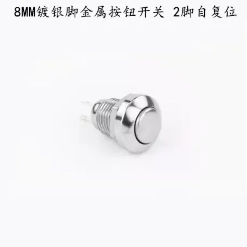8mm push button switch, metal push button, momentary switch, self-reset switch, latching switch, 2 pin switch, waterproof switch, mini tact switch, round push button, automotive switch, industrial control switch, DIY electronics switch, 8mm metal switch, SPST switch, 1NO switch, welding terminal switch