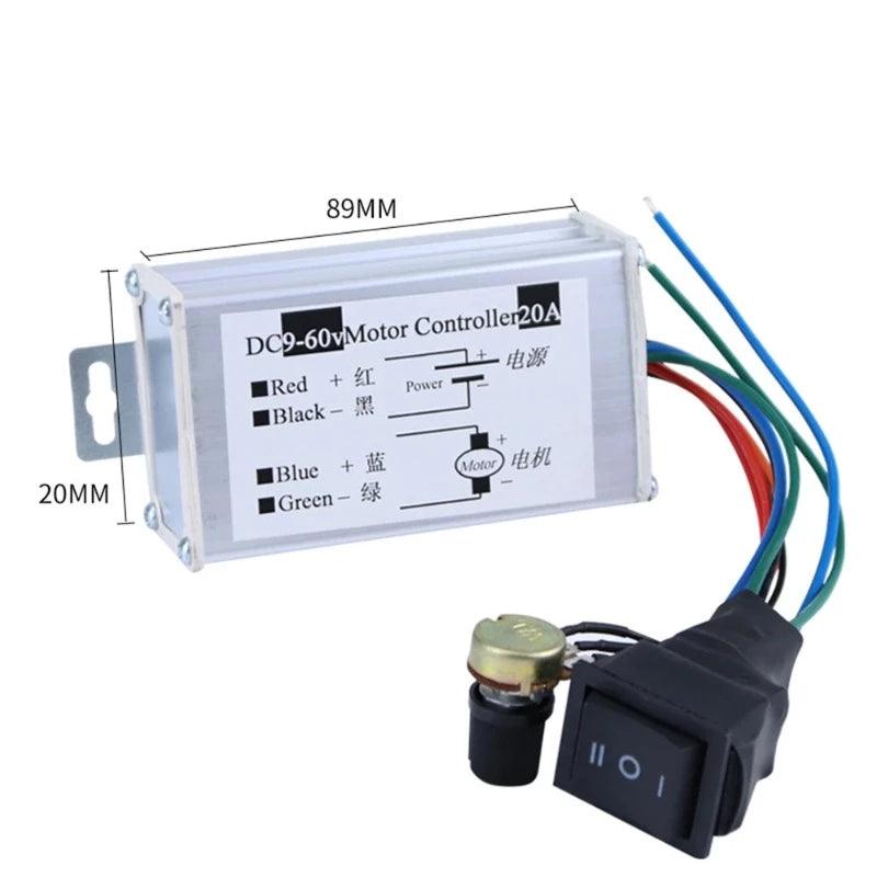 9V 12V 18V 24V 48V DC Motor Controller PWM Speed DC9V-60V 20A 1200W Regulator Pause Start Reversed CW CCW Switch Governor,dc motor controller 12v