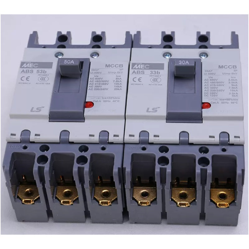 LS MCCB, LS ABS MCCB, LS Electric Circuit Breaker, 2P MCCB, 3P MCCB, ABS32B, ABS33B, ABS53B, ABS63B, ABS103B, ABS203B, ABS403B, ABS603B, ABS803B, 5A MCCB, 100A MCCB, 250A MCCB, 400A MCCB, 800A MCCB, Low Voltage Circuit Breaker, Thermal Magnetic Trip, IEC Certified MCCB, Industrial Circuit Breaker, Commercial Circuit Breaker, Home Circuit Breaker, LS Electric ABS Series