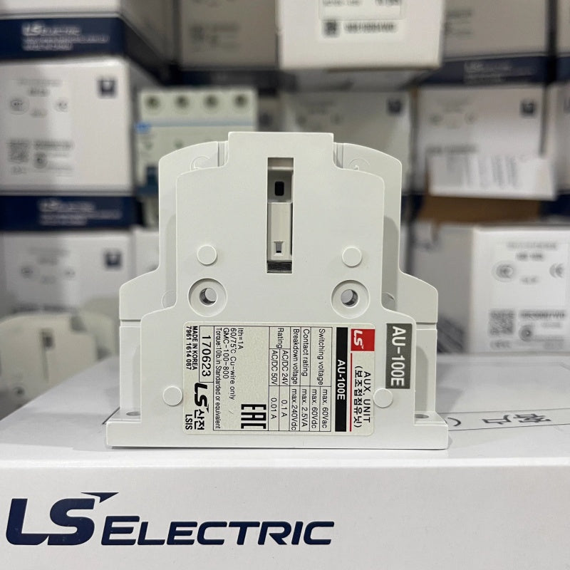 LS UA-100 AU-100 AU-100E Auxiliary Contact Block, 1a1b Contactor Auxiliary Contacts, Side Mount Auxiliary Contacts for GMC-125/150/600, LS Large Contactor Accessory, NO NC Control Contacts, Industrial Automation Feedback Contacts, IEC Certified Auxiliary Block, High Power Motor Control Contacts