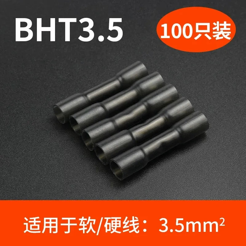 3.5mm heat shrink butt connector, waterproof wire splice terminal, BHT3.5 butt terminal 100pcs/lot,  AWG14-12 wire connector