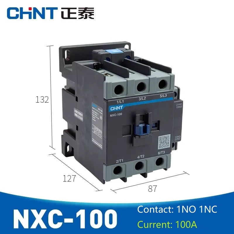 chint nxc contactor,kunlun nxc ac contactor,original chint magnetic contactor NXC-100 1NO+1NC 100A din rail contactor 