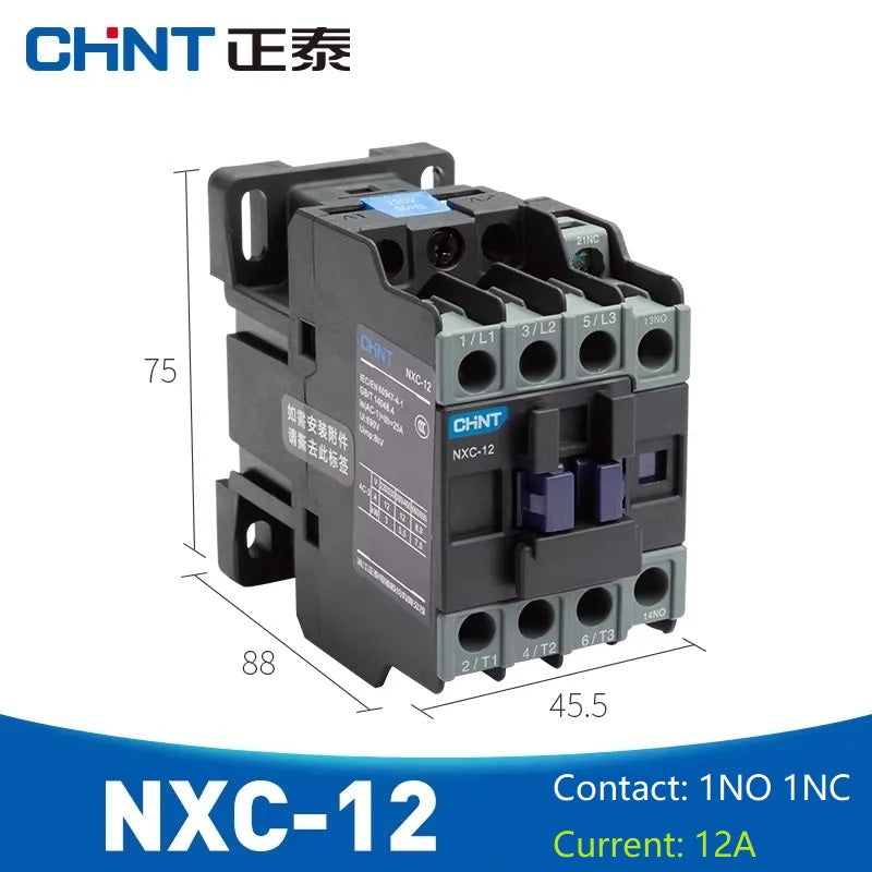 chint nxc contactor,kunlun nxc ac contactor,original chint magnetic contactorNXC-12 1NO+1NC 12A din rail contactor 