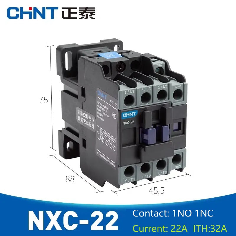 chint nxc contactor,kunlun nxc ac contactor,original chint magnetic contactor NXC-22 1NO+1NC 22A din rail contactor 