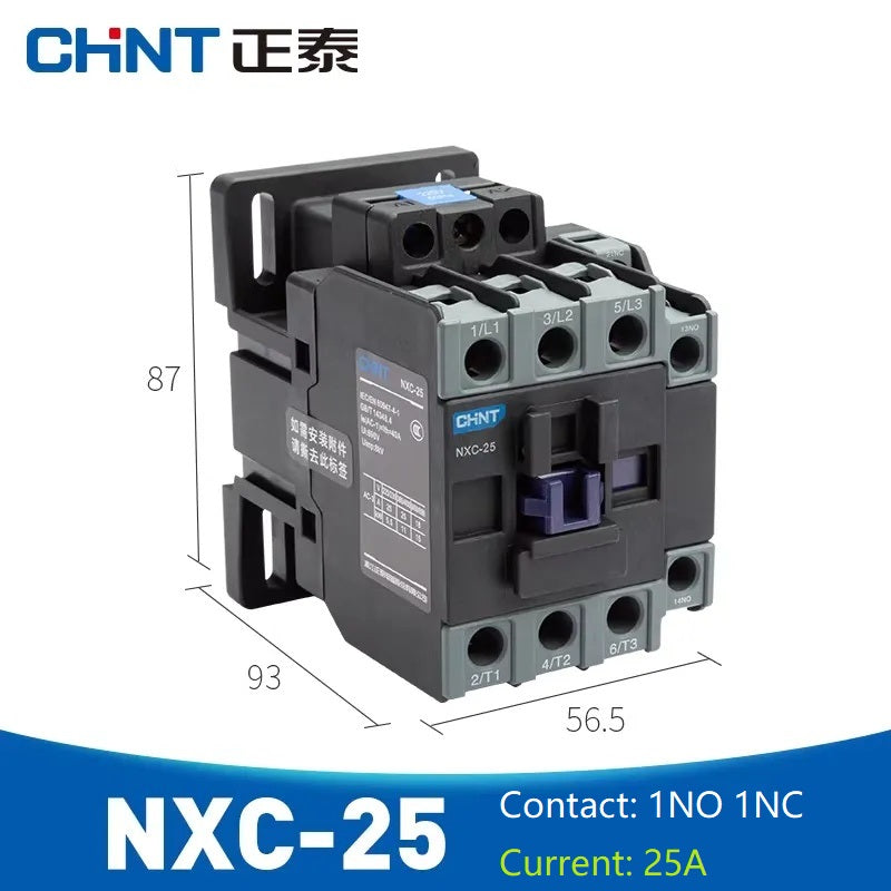 chint nxc contactor,kunlun nxc ac contactor,original chint magnetic contactorNXC-25 1NO+1NC 25A din rail contactor 