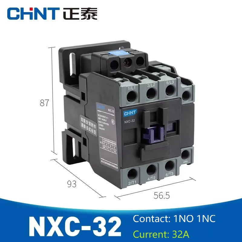 chint nxc contactor,kunlun nxc ac contactor,original chint magnetic contactor NXC-32 1NO+1NC 32A din rail contactor 