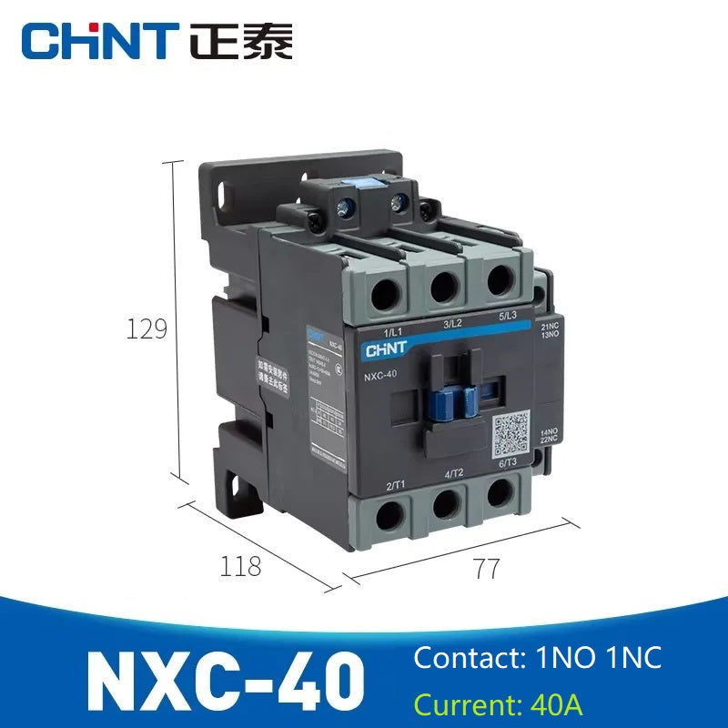 chint nxc contactor,kunlun nxc ac contactor,original chint magnetic contactor NXC-40 1NO+1NC 40A din rail contactor 