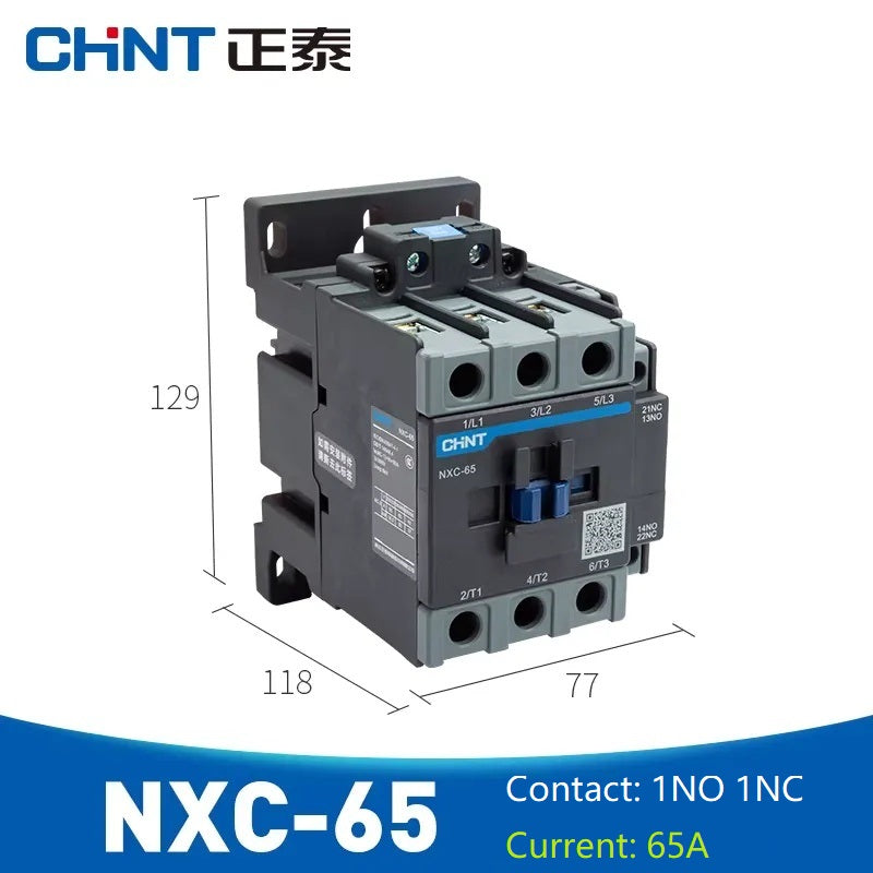 chint nxc contactor,kunlun nxc ac contactor,original chint magnetic contactor NXC-65 1NO+1NC 65A din rail contactor 