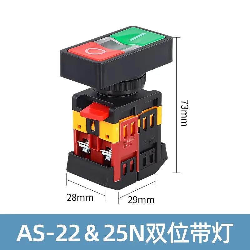 Dual Push Button Switch, LED Push Button, Momentary Switch, 10A Start Stop Switch, 22mm Push Button, 25mm Push Button, 30mm Push Button, Industrial Control Switch, Self-Reset Switch, 1NO 1NC Switch, APBB-22, AS-22, PPBB-30N