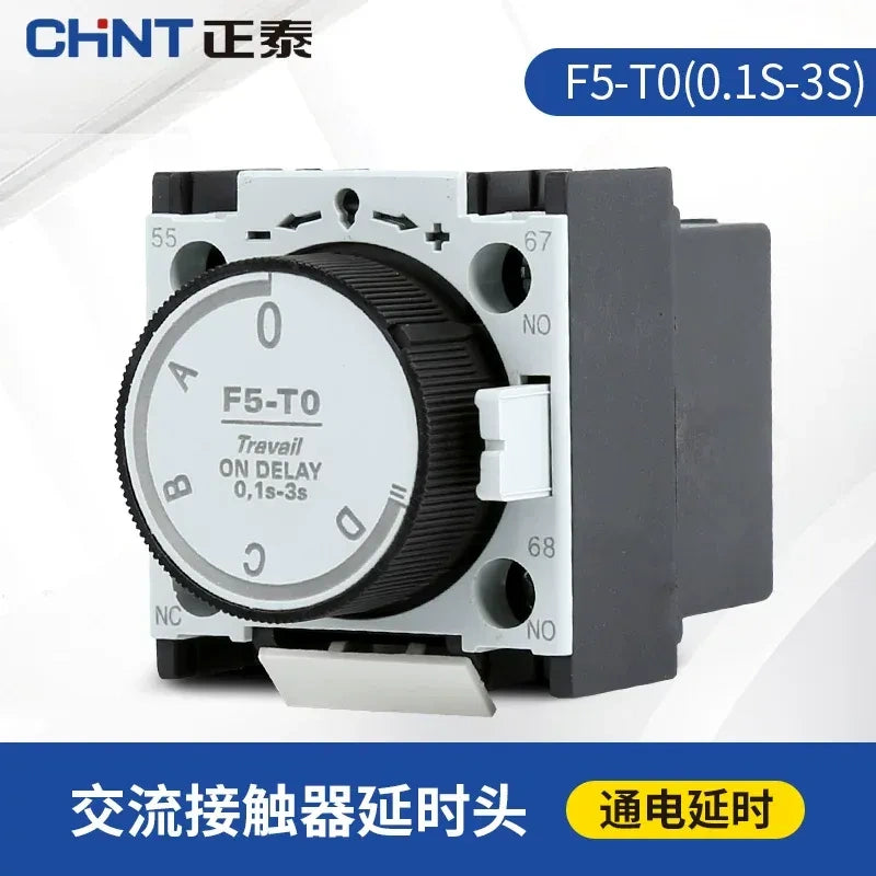 CHNT F5-t0  Auxiliary Contact ,F5 Air Delay Head Fit CJX2 AC Contactor, F5-T0/T2: Power-on Delay
