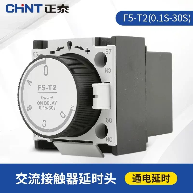CHNT F5-t0  Auxiliary Contact ,F5 Air Delay Head Fit CJX2 AC Contactor, F5-T0/T2: Power-on Delay 0.1s-30s