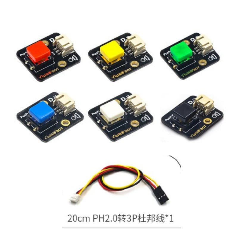 Single Push Button Arduino Module, Round / Square Cap, Anti-reverse Connector / Pin Header, 5V Input Button Sensor