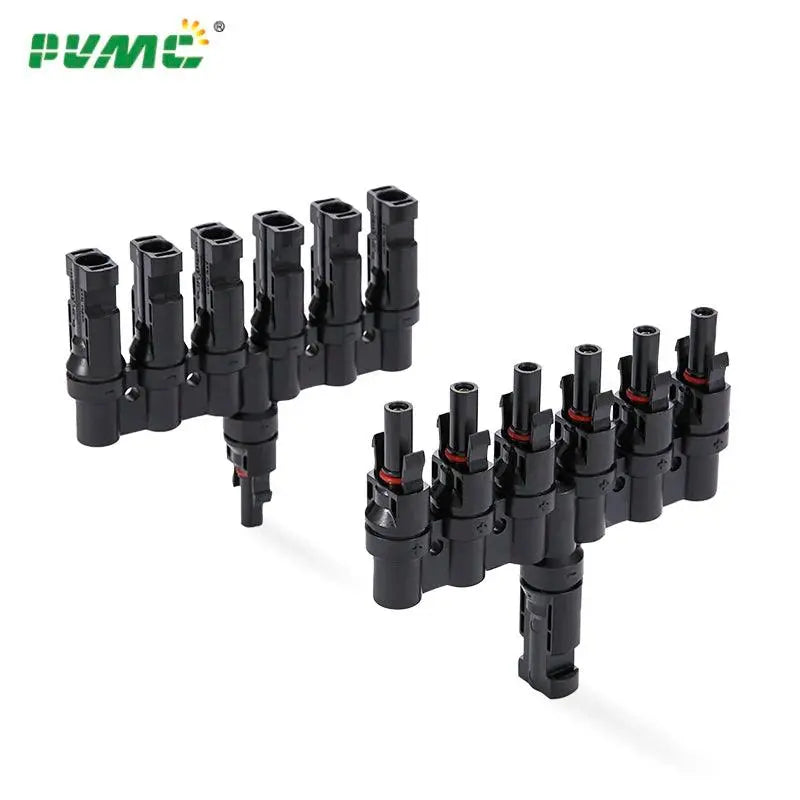1 Pair x Male Female M/FM 6 to 1 Solar Panel Connector Cable Splitter Adapter  PV 6T Branch parallel Connector - electrical center b2c