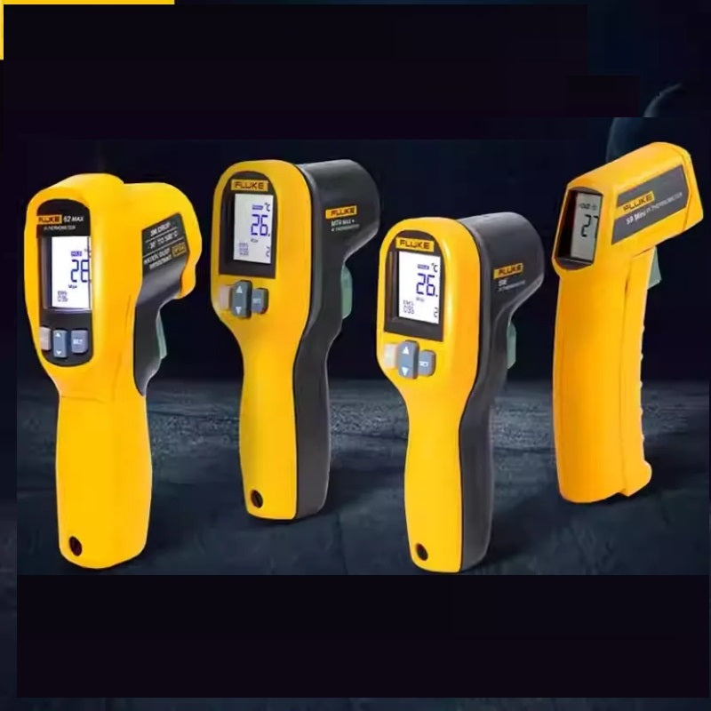 Fluke F59E, MT4 MAX and 62 MAX infrared thermometers. They are professional handheld temperature guns designed for industrial and daily use.