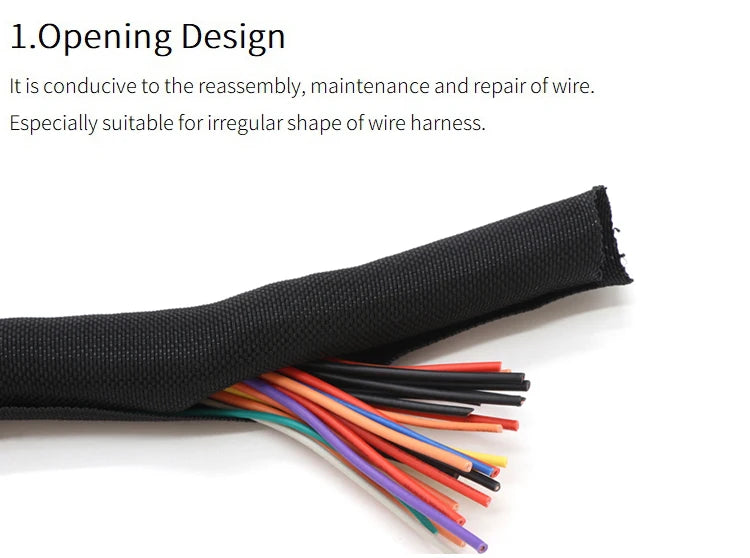 1/5m Self Closing PET Expandable Braided Sleeve Self-Closed Cable Organiser Insulated Wrap Self Close Sleeved Cable Protecter