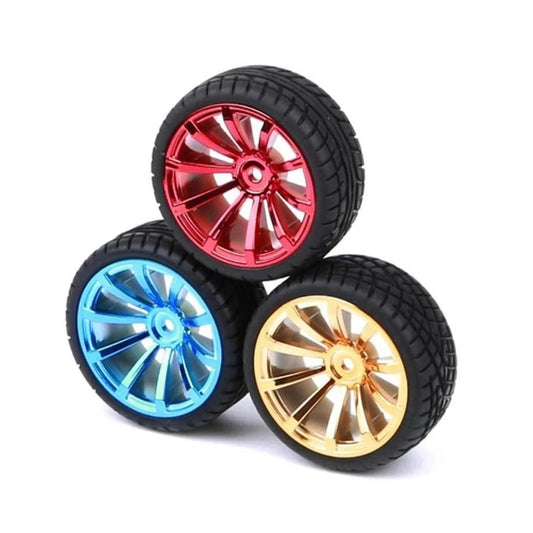 4pcs 65mm Rubber Tire Wheel Hub Motor Brass Extension Hexagonal Coupling 1:10 Wheel For RC Smart Robot Car Chassis Part DIY Toy