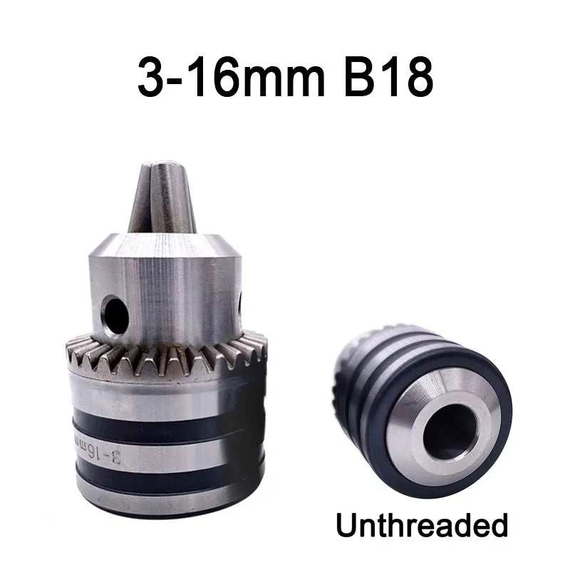 1pcs Thread Drill Chuck 1-13mm 3-16mm B16 B18 1/2 Conversion Drill Chuck Wrench Into Electric Drill Keyless 3 Jaw Chuck