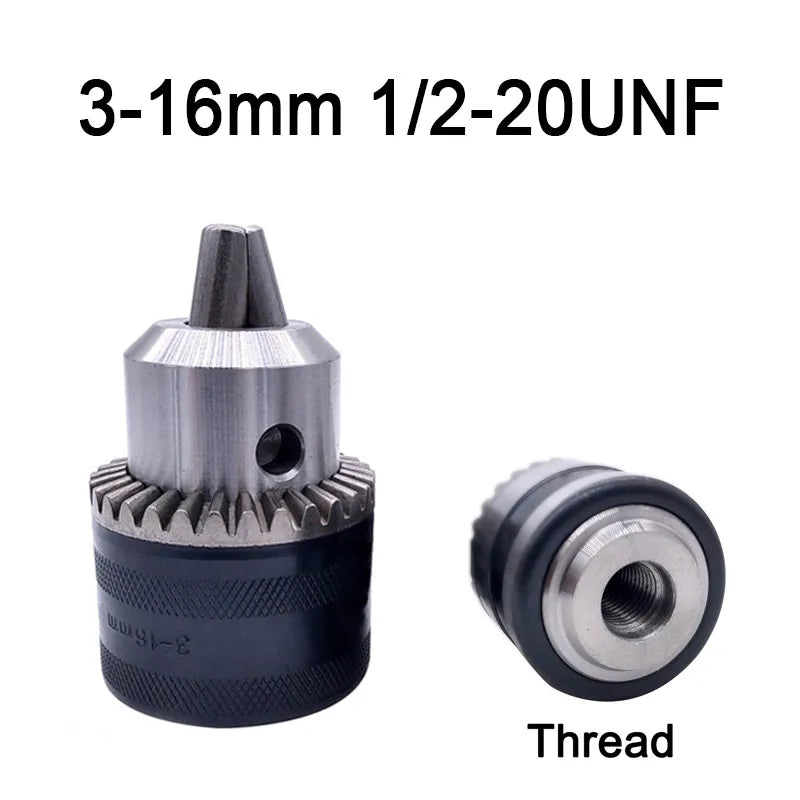 1pcs Thread Drill Chuck 1-13mm 3-16mm B16 B18 1/2 Conversion Drill Chuck Wrench Into Electric Drill Keyless 3 Jaw Chuck