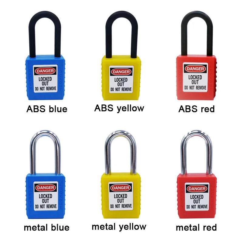 ABS Lock Security Padlock Engineering Lock Plastic Shackle Steel 38mm Nylon Non Conductive Safety Padlock with 2 Unique Key