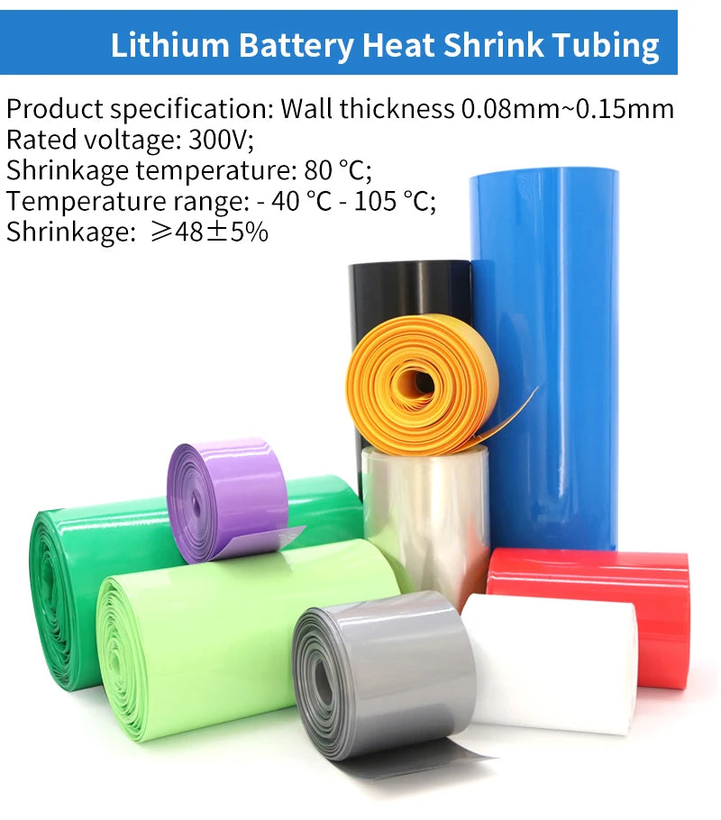 18650 Lithium Battery Heat Shrink Tube 85mm ~ 350mm Li-ion Wrap Cover Skin PVC Shrinkable Tubing Film Sleeves Insulation Sheath