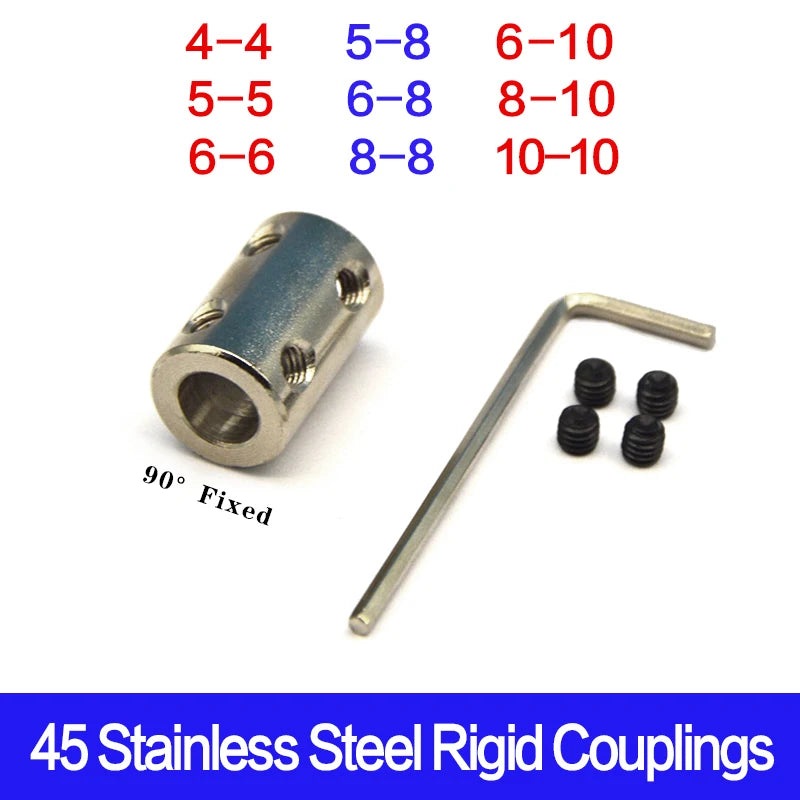 3pcs 4mm/5mm/6mm/8mm/10mm Rigid Shaft Coupling Coupler Motor Connector Sleeve #45 Steel