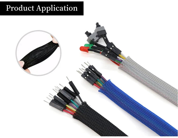 1/5/10M New Tight PET Braided Sleeve 2 4 6 8 10 12 14 16 20 25 30mm High Density Insulated Cable Protection Expandable Sheath