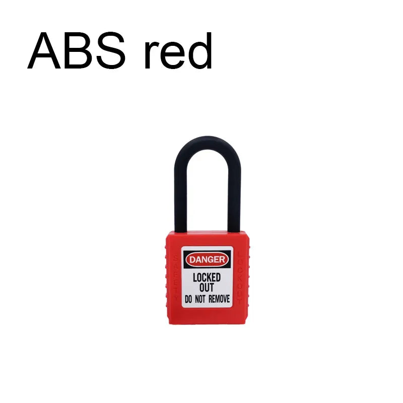 ABS Lock Security Padlock Engineering Lock Plastic Shackle Steel 38mm Nylon Non Conductive Safety Padlock with 2 Unique Key