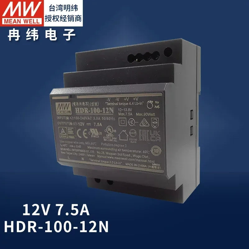 Mean Well original power supply, slim DIN rail power supply, PLC power supply hdr-100-12n
