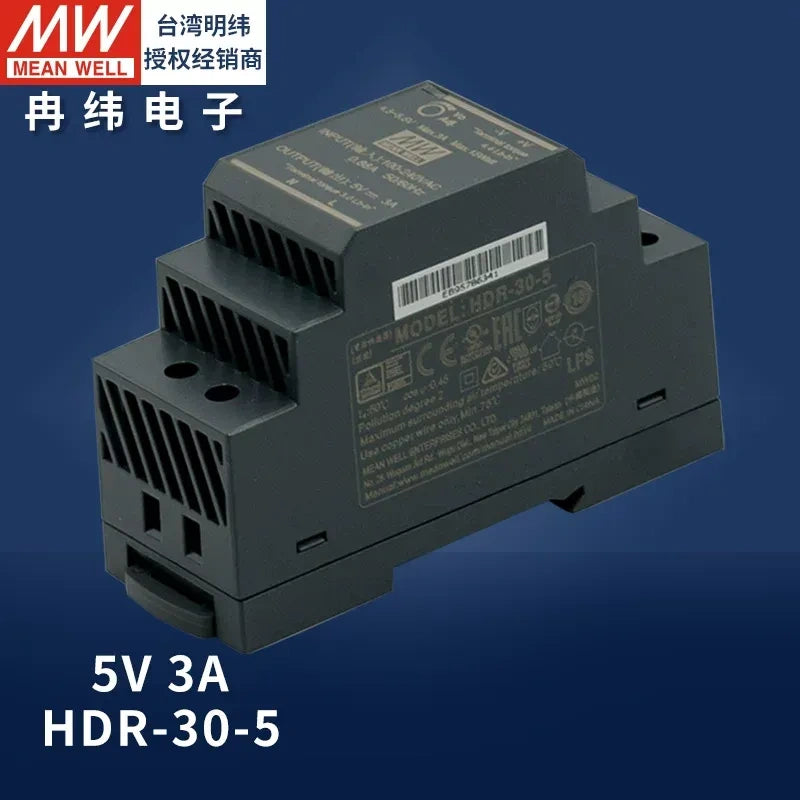 Mean Well original power supply, slim DIN rail power supply, PLC power supply hdr-30-5