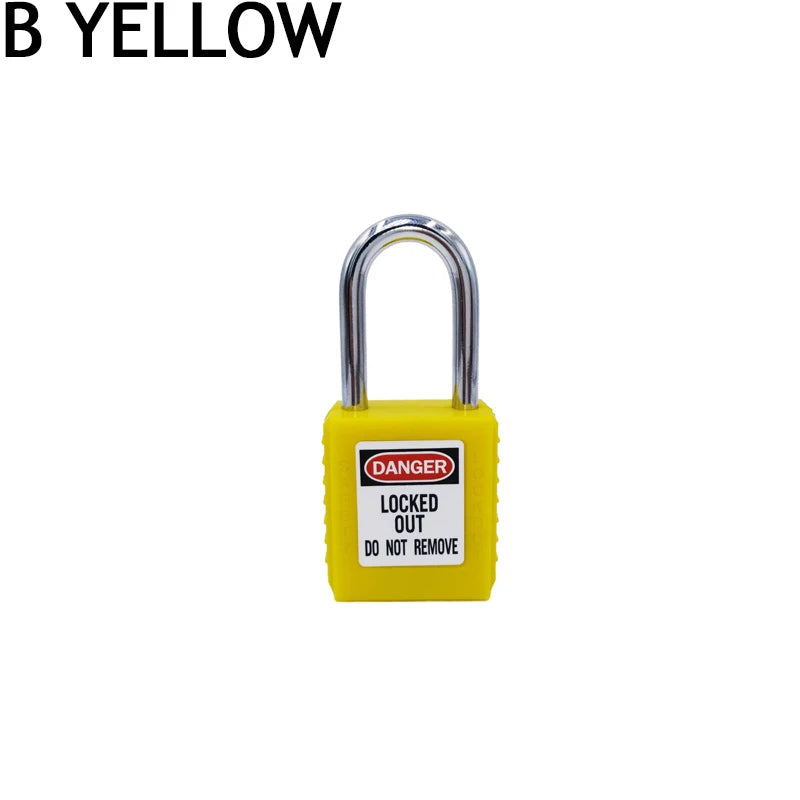 ABS Lock Security Padlock Engineering Lock Plastic Shackle Steel 38mm Nylon Non Conductive Safety Padlock with 2 Unique Key