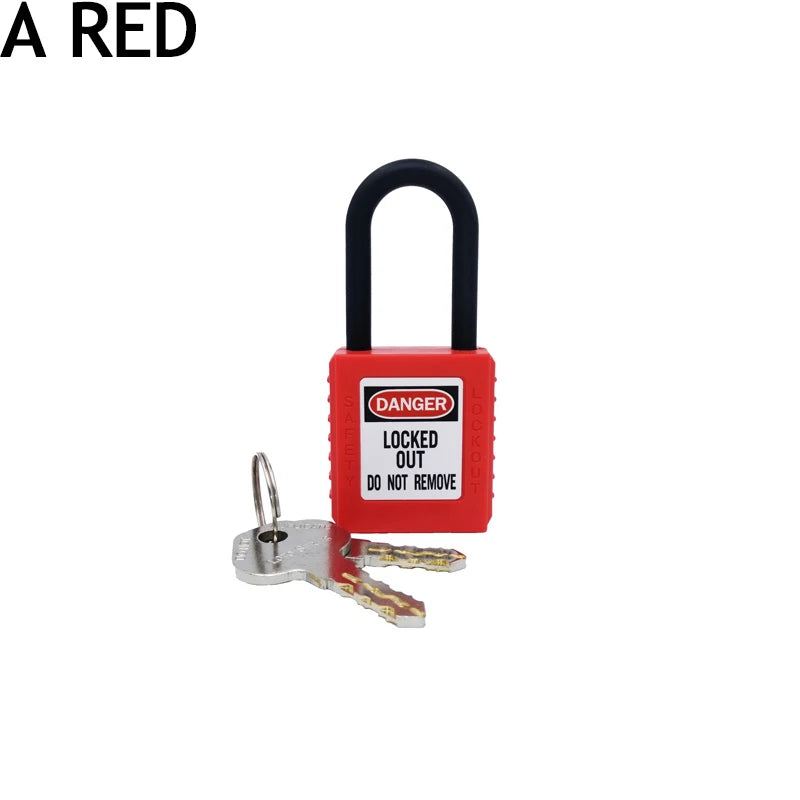 ABS Lock Security Padlock Engineering Lock Plastic Shackle Steel 38mm Nylon Non Conductive Safety Padlock with 2 Unique Key