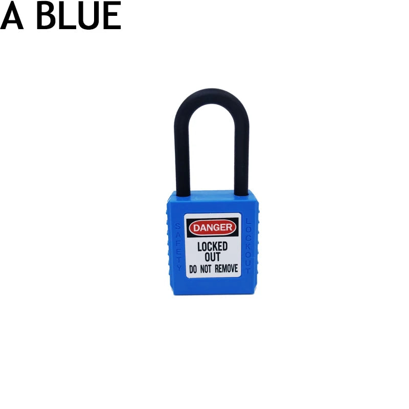 ABS Lock Security Padlock Engineering Lock Plastic Shackle Steel 38mm Nylon Non Conductive Safety Padlock with 2 Unique Key