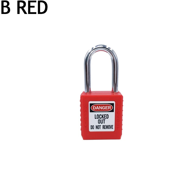 ABS Lock Security Padlock Engineering Lock Plastic Shackle Steel 38mm Nylon Non Conductive Safety Padlock with 2 Unique Key