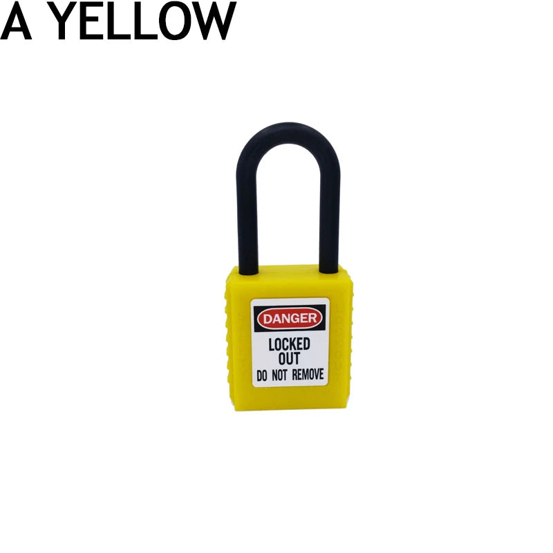 ABS Lock Security Padlock Engineering Lock Plastic Shackle Steel 38mm Nylon Non Conductive Safety Padlock with 2 Unique Key