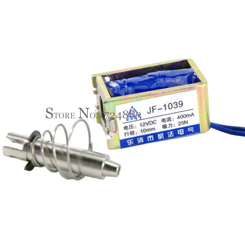 JF-1039 1039B DC 12V 25N Stroke 10mm Pull Push Type Linear Solenoid Electromagnet