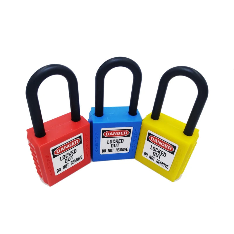 ABS Lock Security Padlock Engineering Lock Plastic Shackle Steel 38mm Nylon Non Conductive Safety Padlock with 2 Unique Key